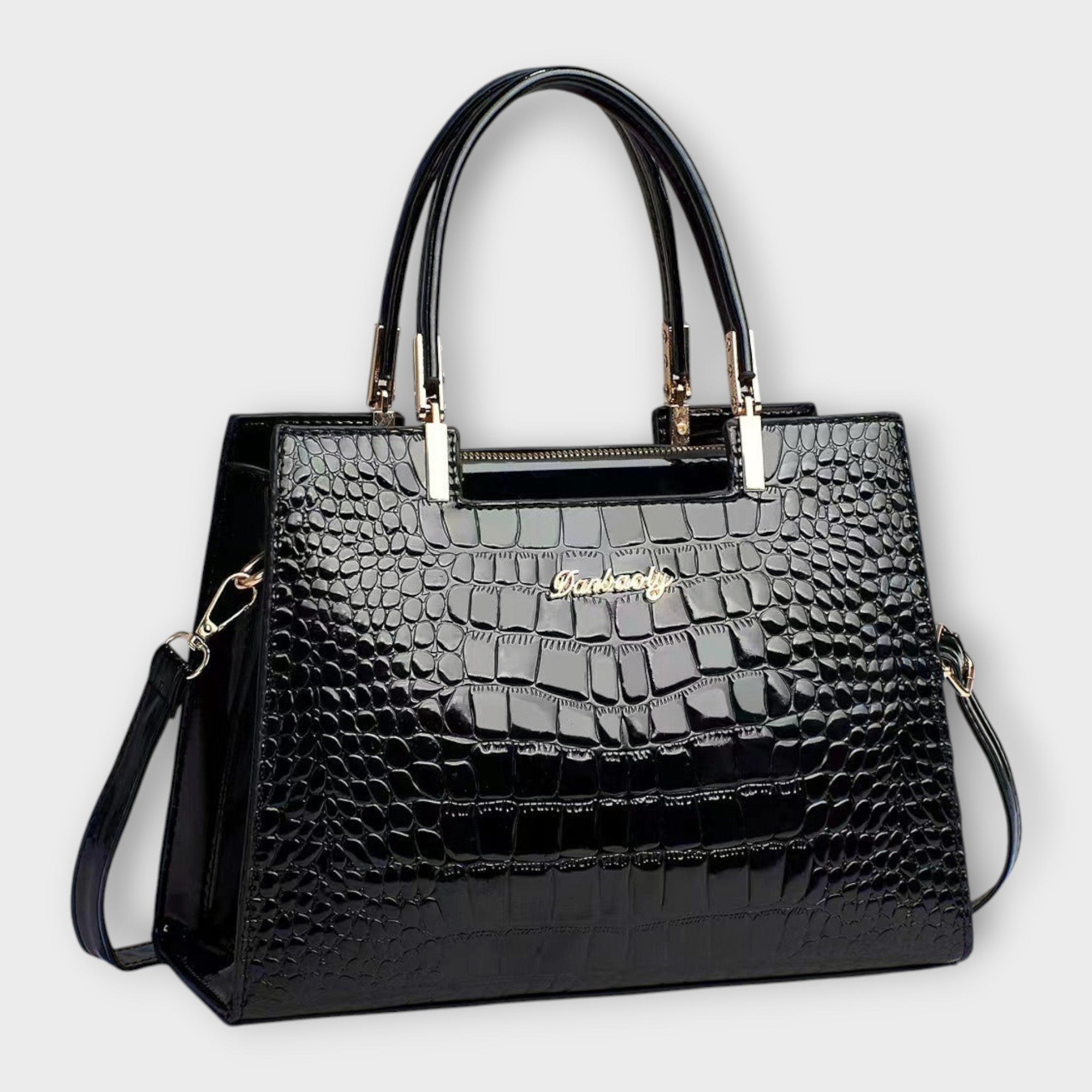 Olivia Collection | Handbag with Glossy Crocodile Pattern & Spacious Interior | Elegant Accessory for Modern Women