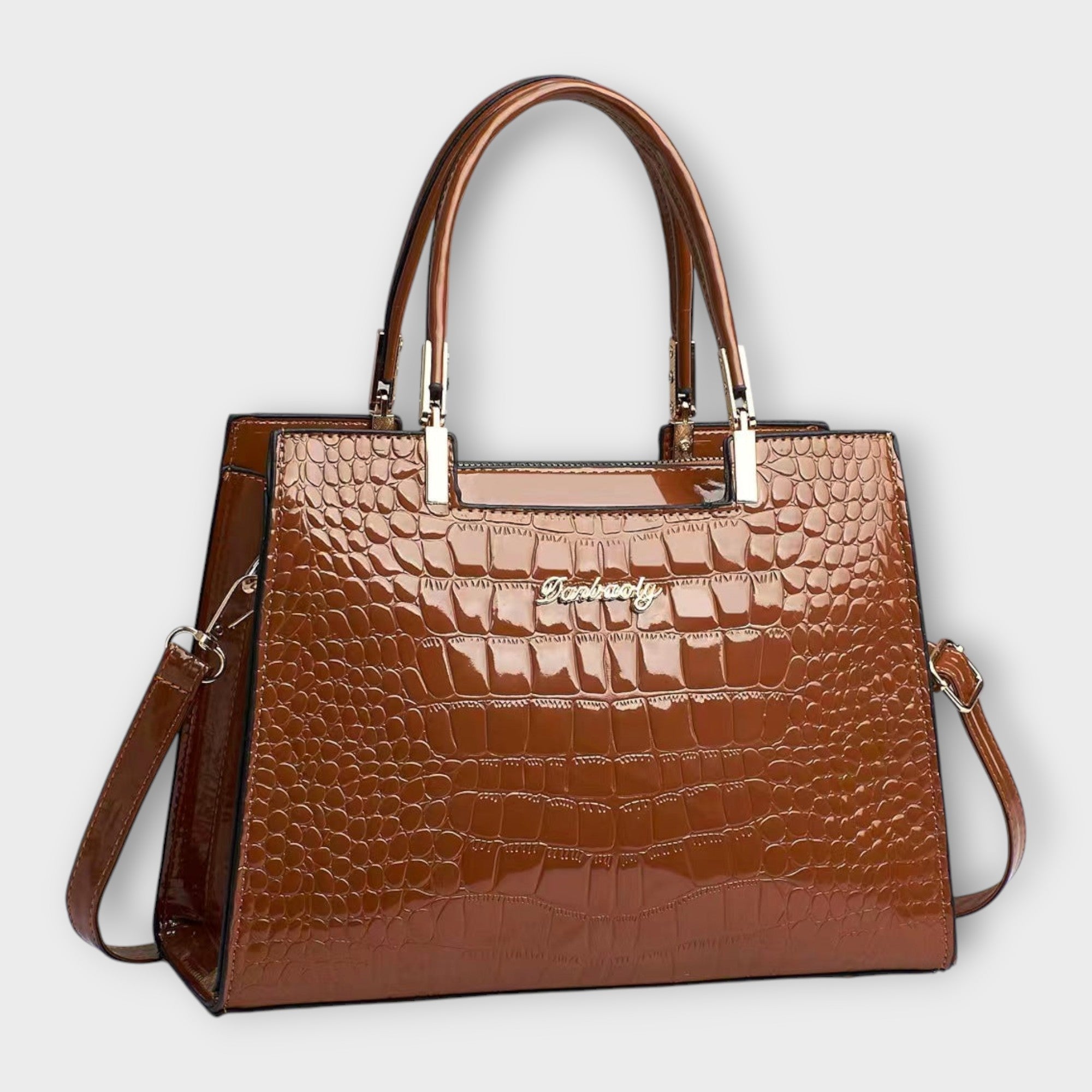 Olivia Collection | Handbag with Glossy Crocodile Pattern & Spacious Interior | Elegant Accessory for Modern Women